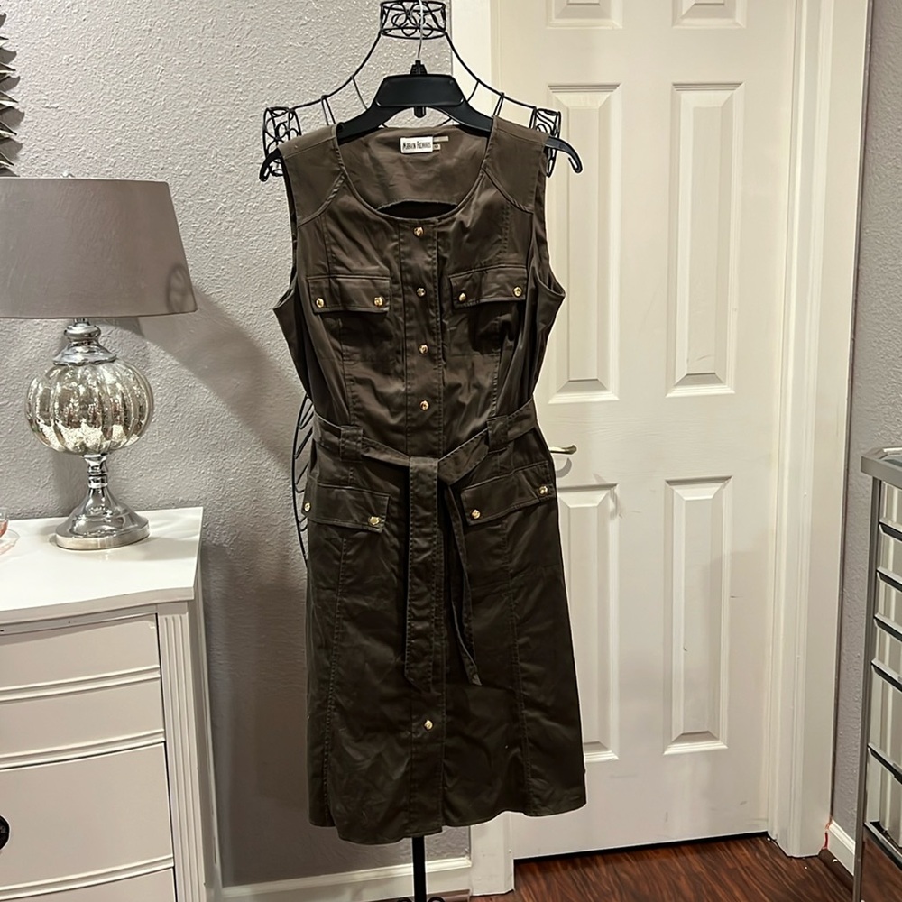Military style button-down dress by Marvin Richards